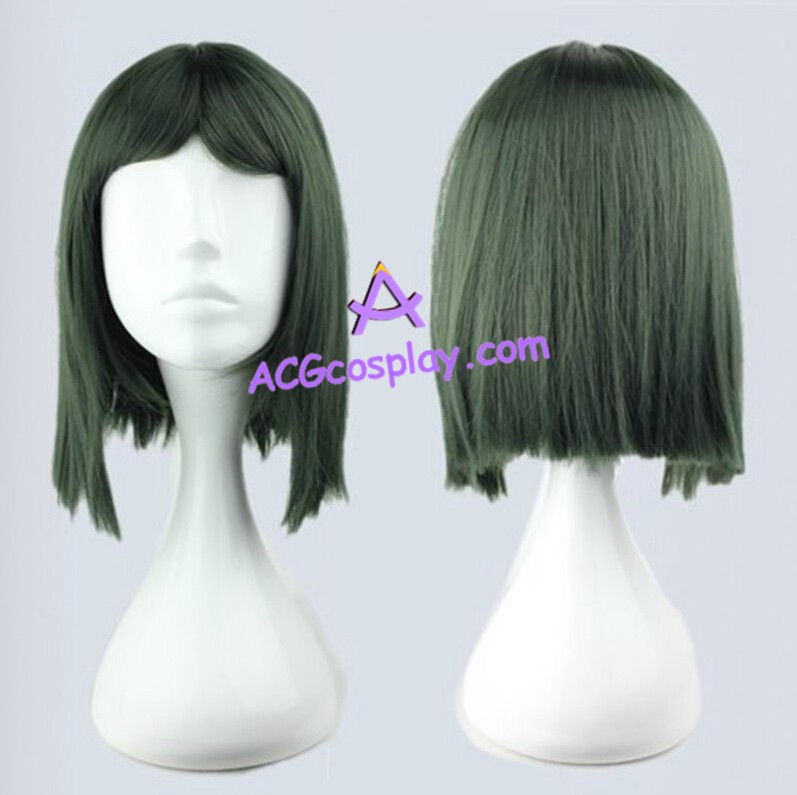 short dark green wig