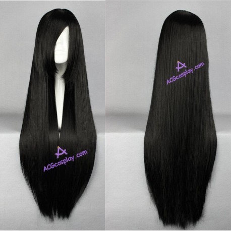 General wig cosplay wig long straight wig black color 80cm 32inches