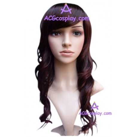 Fashion Women's Brown 56cm Long And Curly Wig cosplay wig