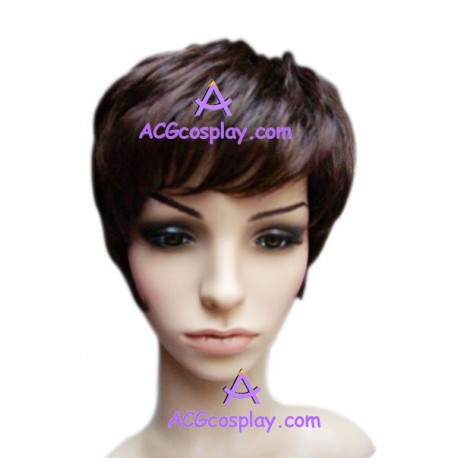 Women's 8cm Short Dark Brown Curly WIg cosplay wig