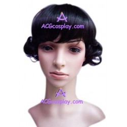 Women's 22cm Black Short Wavy Wig style1 cosplay wig