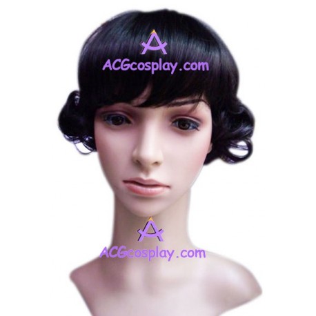 Women's 22cm Black Short Wavy Wig style1 cosplay wig