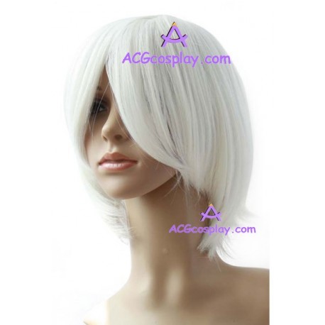 Women's 40cm White Short Straight Cosplay Wig