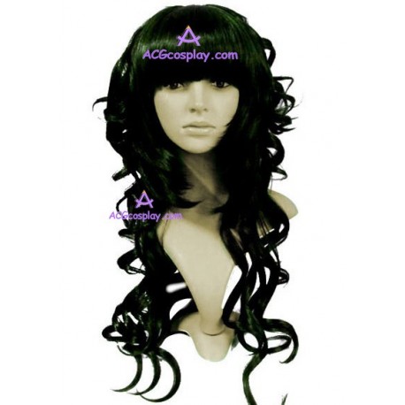 Women's 80cm Black Long Curly Fashion Wig version1 cosplay wig