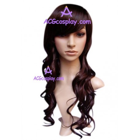 Women's Brown 54cm Long Wavy Wig cosplay wig