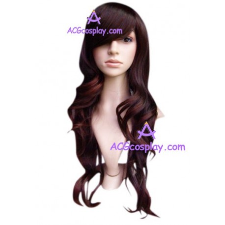 Women's Brown Black 58cm Long Curly Wig cosplay wig