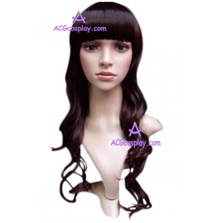 Women's Brownish Black 58cm Long And Curly Wig cosplay wig