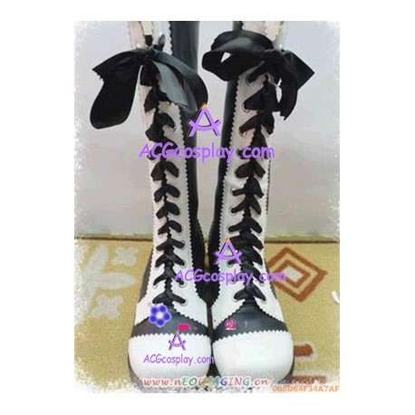 Lovely black and white chalaza princess boots lolita shoes boots cosplay shoes