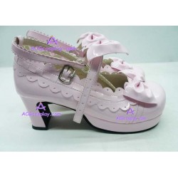 Pink lace clasp princess shoes lolita shoes boots cosplay shoes