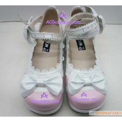 Red and white lace clasp princess shoes lolita shoes boots cosplay shoes