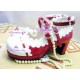 Red and white lace clasp princess shoes version1 lolita shoes boots cosplay shoes