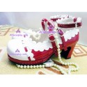 Red and white lace clasp princess shoes version1 lolita shoes boots cosplay shoes