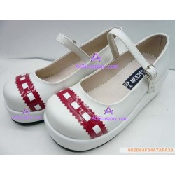 Red and white lace clasp princess shoes version2 lolita shoes boots cosplay shoes