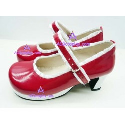 Red and white lace clasp princess shoes version4 lolita shoes boots cosplay shoes