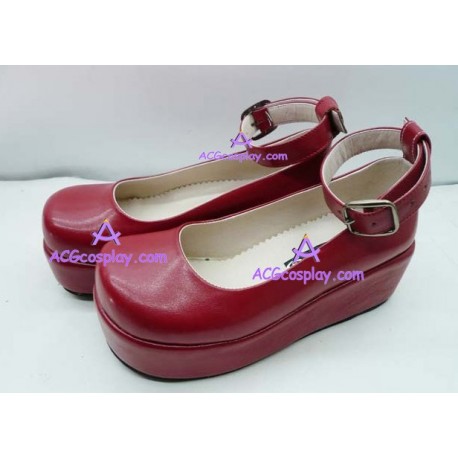 Red round head wedges princess shoes lolita shoes boots cosplay shoes