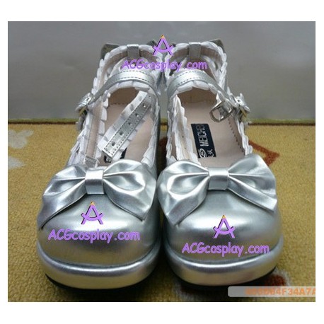 Round head silver clasp princess shoes lolita shoes boots cosplay shoes