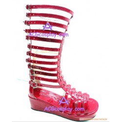 Round head thick soles red chalaza princess cool boots lolita shoes boots cosplay shoes