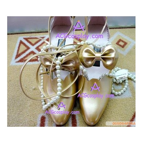 Shining golden wedges chalaza princess shoes lolita shoes boots cosplay shoes