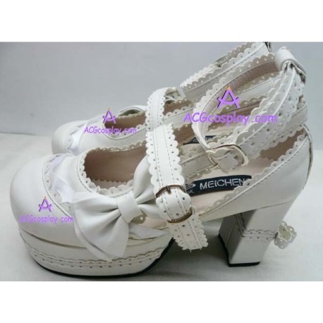 Single white dress shoes lolita shoes boots cospolay shoes