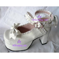 Thick soles bowknot white princess shoes lolita shoes boots cosplay shoes