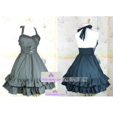 Gothic lolita dress black color cotton made