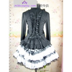 Gothic lolita dress black shirt white skirt with lace