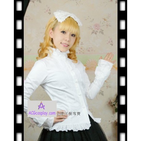 Lolit dress white shirt and black skirt cotton fabric