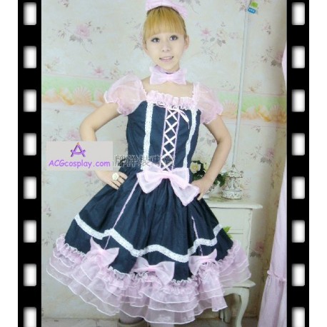 Navy blue and pink lolita dress