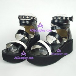 Lolita shoes black white thick sole style 6003A