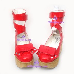 Lolita shoes red puleather style 6001-red