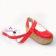 Lolita shoes red puleather style 6001-red