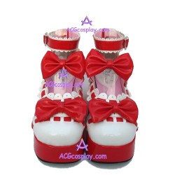 Lolita shoes princess sandals style 9896 red and white