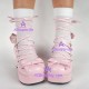 Gothic lolita shoes thick sole girl shoes style 8062 pink