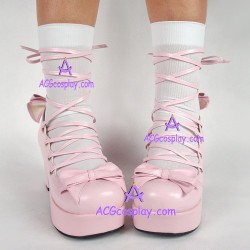 Gothic lolita shoes thick sole girl shoes style 8062 pink