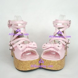 Lolita shoes wedge shoes thick sole style 8002 pink