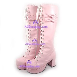 Gothic punk lolita boots shoes pricess boots style 8022 pink