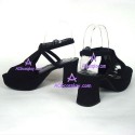 Lolita shoes girl sandals high heel style 6025 black velvet made