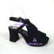 Lolita shoes girl sandals high heel style 6025 black velvet made