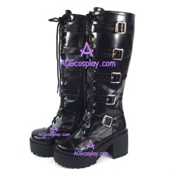 Punk lolita boots shoes thick sole style 7008 black