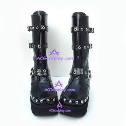 Punk lolita shoes boots girl boots style 6701 black