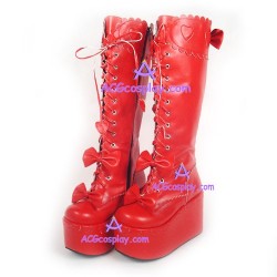 Gothic lolita boots shoes thick sole style 8019A red