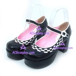 Lolita shoes girl shoes high heel thick sole style 9630 black and white