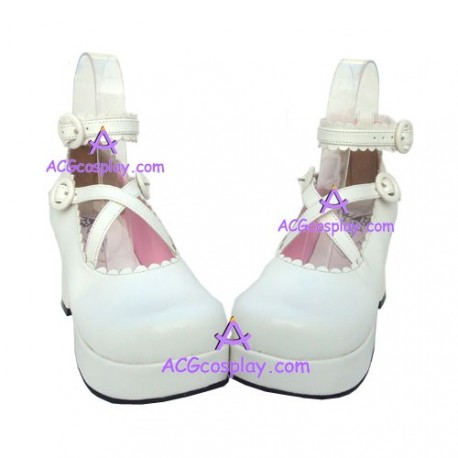 Lolita shoes girl shoes thick sole style 9603E white