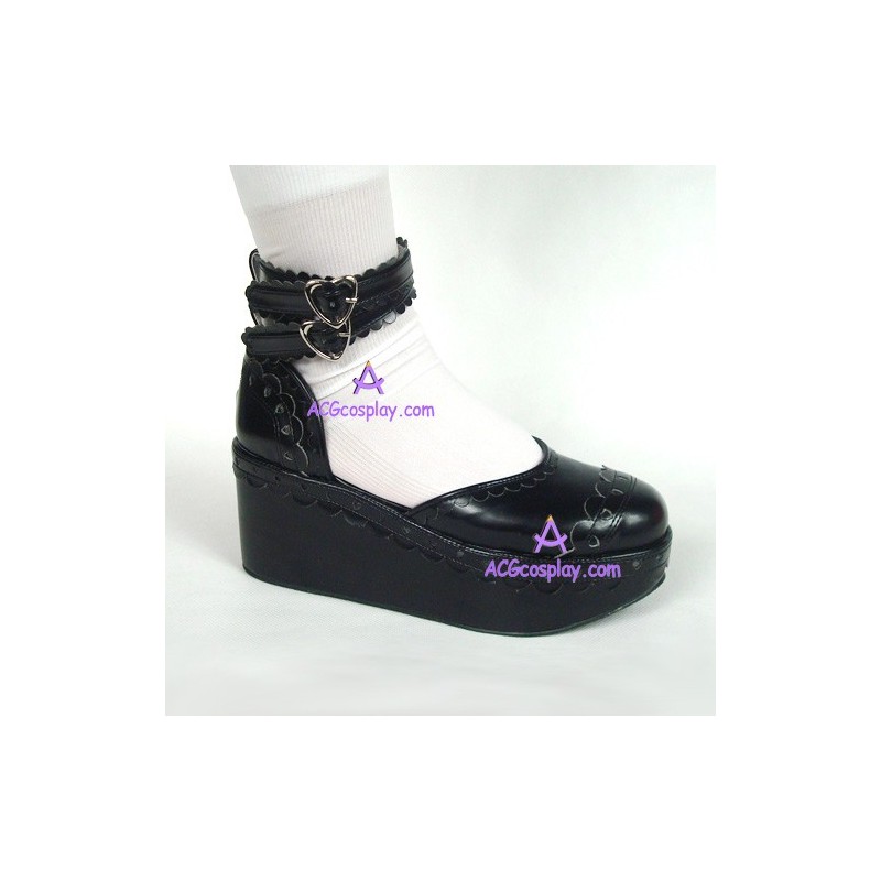 Lolita shoes girl shoes wedge shoes style 8032 black