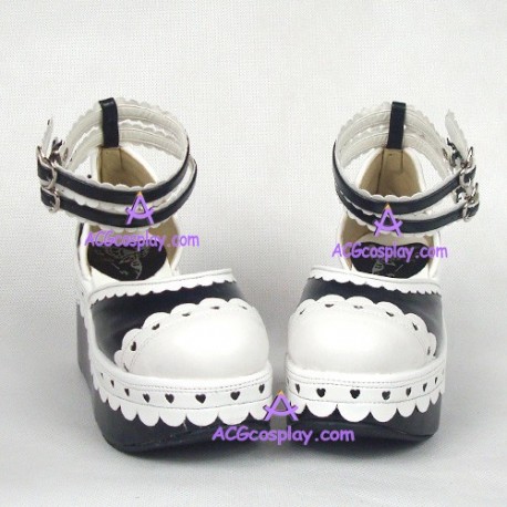 Lolita shoes girl shoes wedge shoes style 8032 black and white