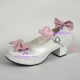 Lolita shoes princess shoes medium heel style 8005 white and pink