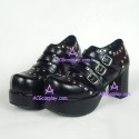 Punk lolita shoes high heel thick sole style 70121 black