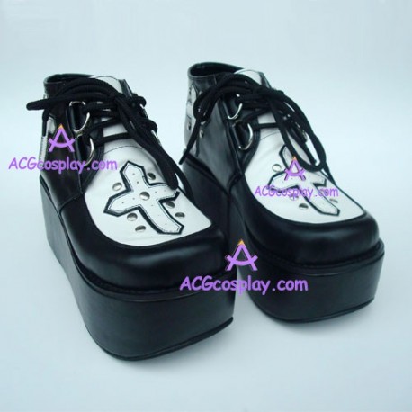 General punk lolita shoes style 9702 black and white