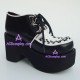 General punk lolita shoes thick sole black and white