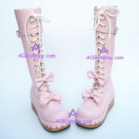 Lolita shoes boots  girl boots gothic punk style 9832 pink